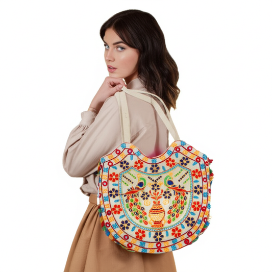 Handmade Cotton Tote Bag Colorful Shoulder Bag