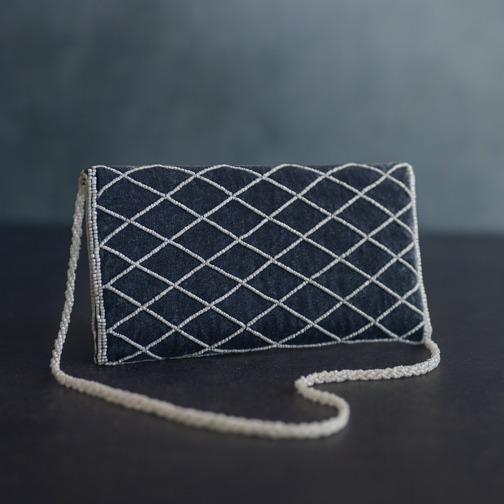 Embroidered Beaded Clutch Bag for Women
