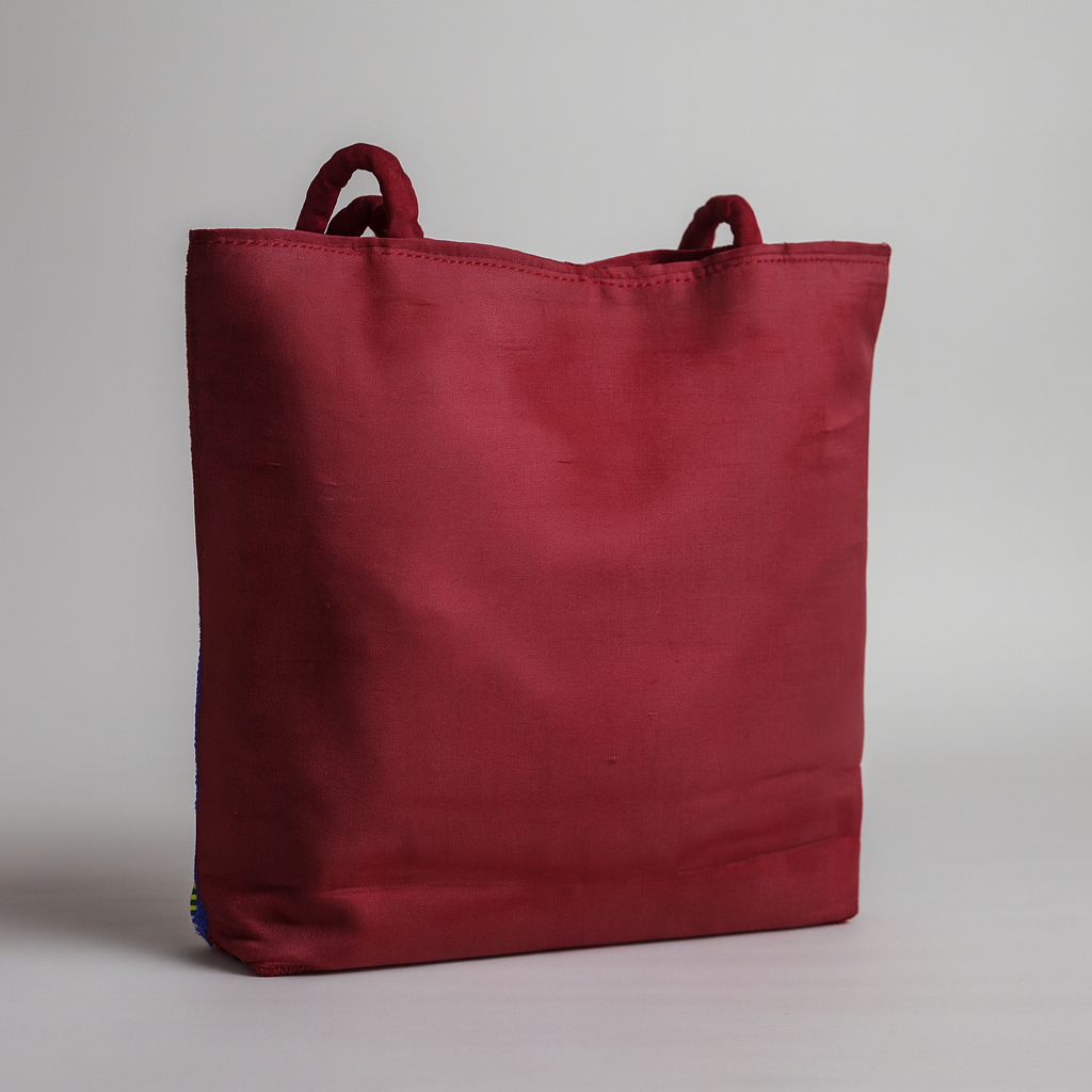 Cotton Tote Bag Embroidered Floral Design with Birds