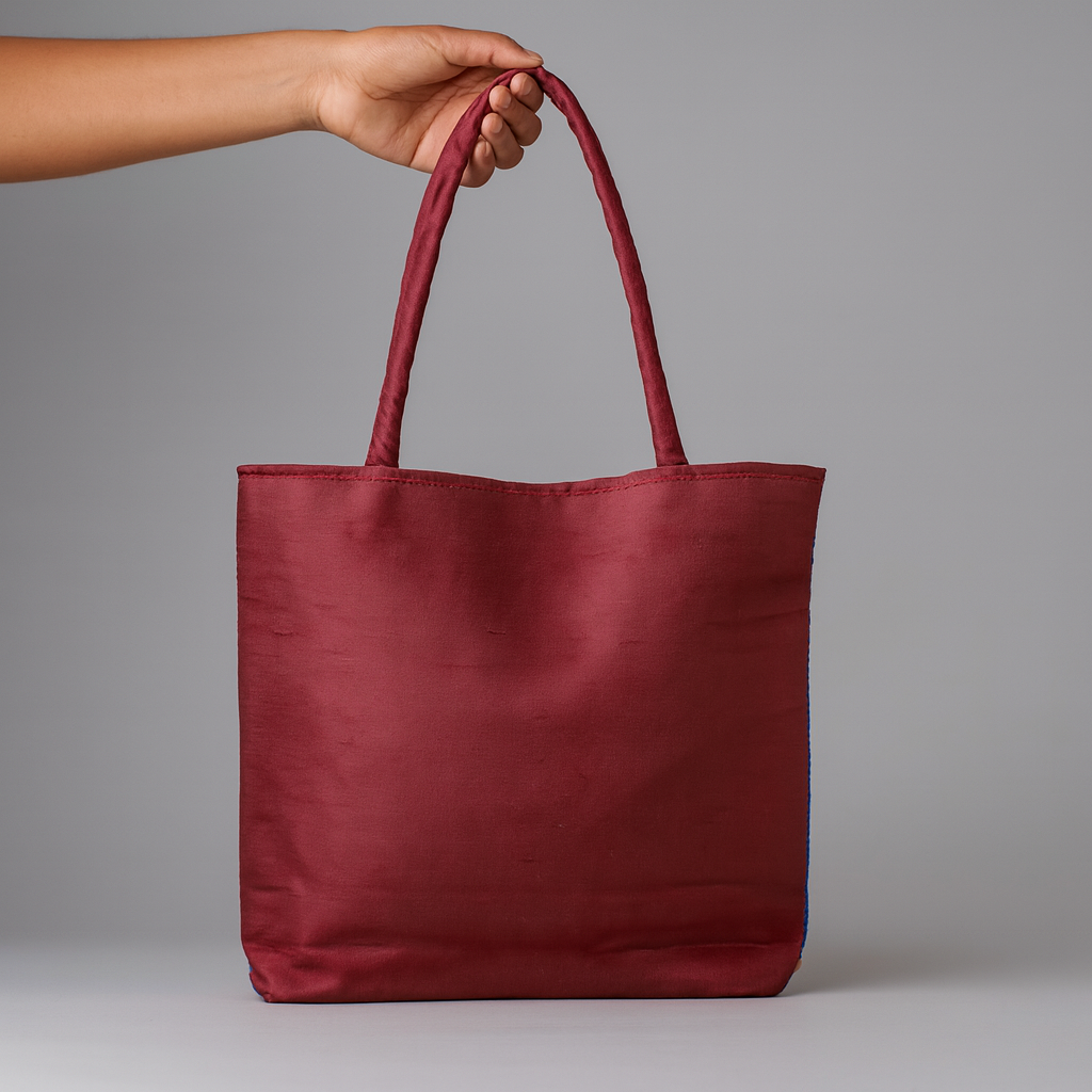 Cotton Tote Bag Embroidered Floral Design with Birds