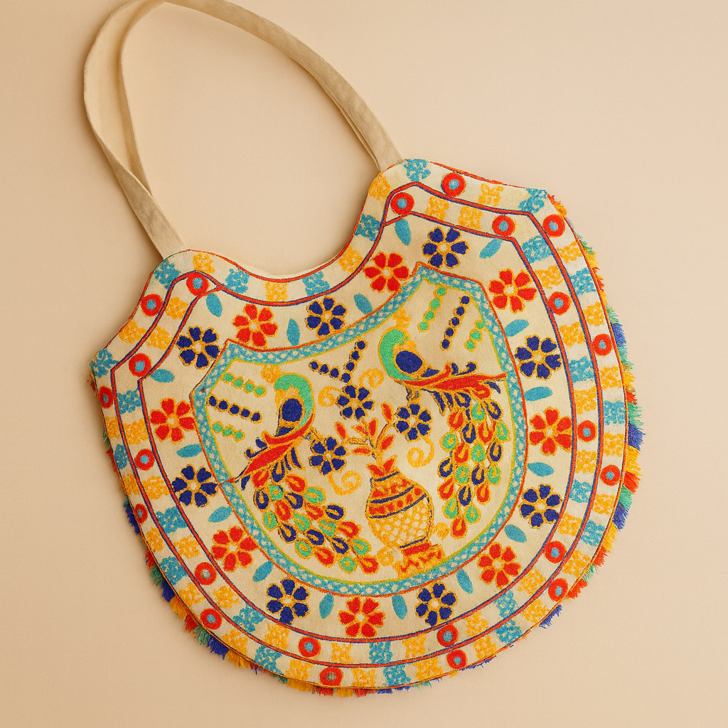 Handmade Cotton Tote Bag Colorful Shoulder Bag