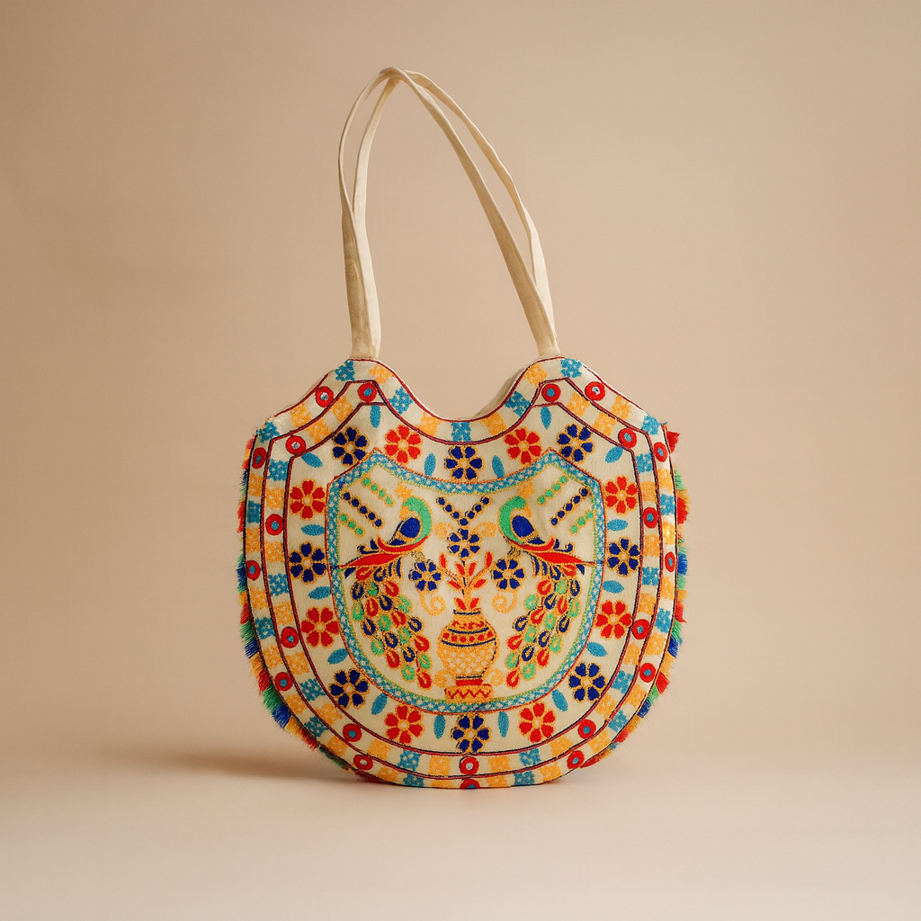 Handmade Cotton Tote Bag Colorful Shoulder Bag
