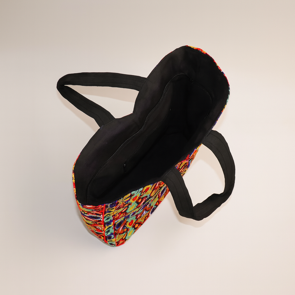 Cotton Tote Bag Colorful Embroidered Large Shoulder Bag