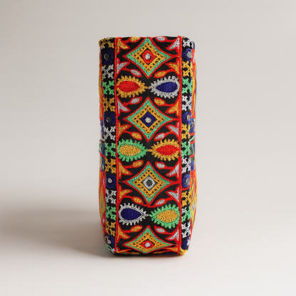Cotton Tote Bag Colorful Embroidered Large Shoulder Bag