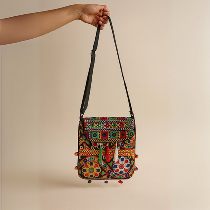 Cotton Sling Bag Colorful Embroidered Shoulder Crossbody Bag