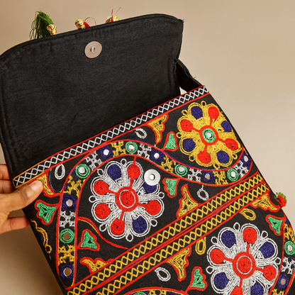 Cotton Sling Bag Colorful Embroidered Shoulder Crossbody Bag