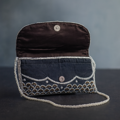 Embroidered Beaded Clutch Bag for Women