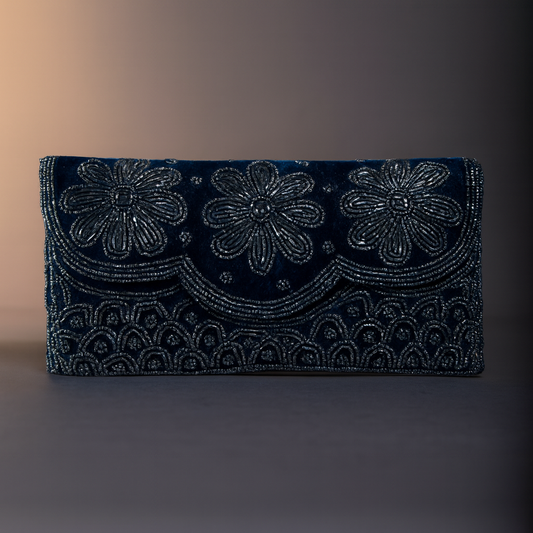 Beaded Cotton Clutch Bag for Evening and Special Occasions