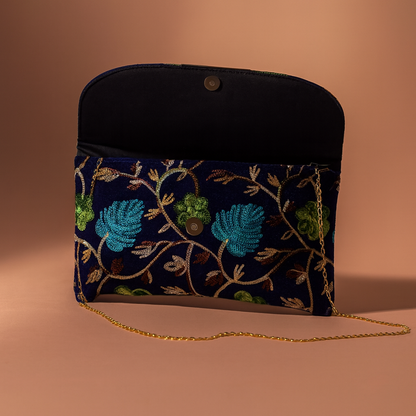 Embroidered Clutch Bag with Chain for Women