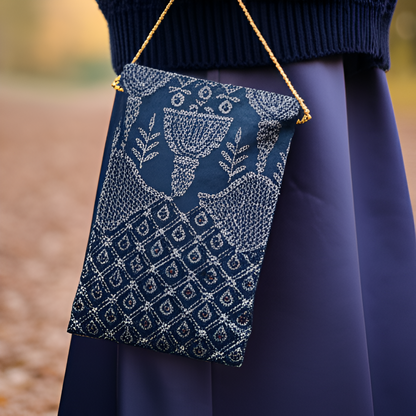 Cotton Sling Bag with Golden Strap for Women